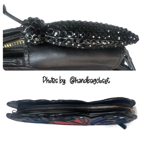Kate Spade Monarch Butterfly Clutch Black Leather Novelty Rare Bag Purse Sequin - Picture 8 of 15